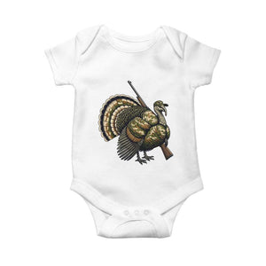 Funny Camo Turkey Hunter Rifle Gift Baby Onesie TS12 White Print Your Wear