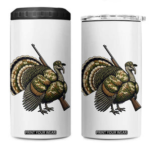 Funny Camo Turkey Hunter Rifle Gift 4 in 1 Can Cooler Tumbler TS12 One Size: 16 oz White Print Your Wear