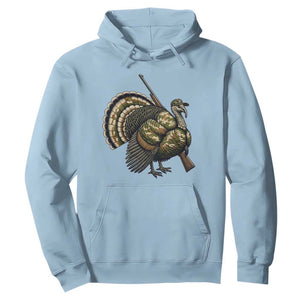 Funny Camo Turkey Hunter Rifle Gift Hoodie TS12 Light Blue Print Your Wear