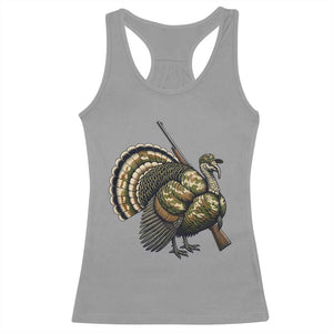 Funny Camo Turkey Hunter Rifle Gift Racerback Tank Top TS12 Sport Gray Print Your Wear