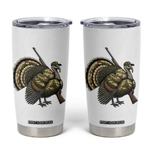 Funny Camo Turkey Hunter Rifle Gift Tumbler Cup TS12 White Print Your Wear