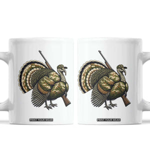 Funny Camo Turkey Hunter Rifle Gift Coffee Mug TS12 White Print Your Wear