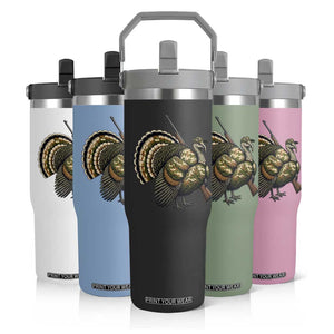 Funny Camo Turkey Hunter Rifle Gift Flip Straw Tumbler TS12 Print Your Wear