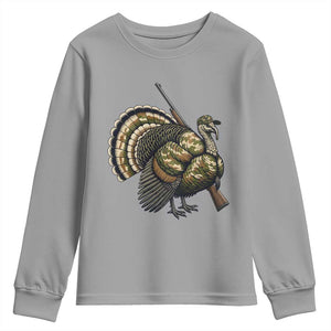 Funny Camo Turkey Hunter Rifle Gift Youth Sweatshirt TS12 Sport Gray Print Your Wear