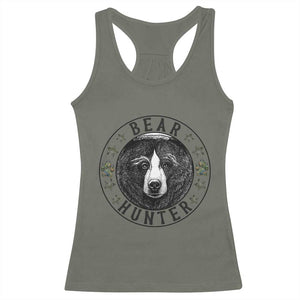 Bear Hunter Racerback Tank Top Funny Hunting Season Gift TS12 Military Green Print Your Wear