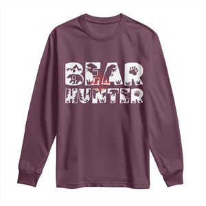 Bear Hunter Long Sleeve Shirt Outdoor Adventure Gift TS12 Maroon Print Your Wear
