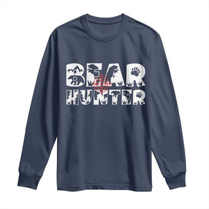Bear Hunter Long Sleeve Shirt Outdoor Adventure Gift TS12 Navy Print Your Wear