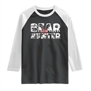 Bear Hunter Raglan Shirt Outdoor Adventure Gift TS12 Black White Print Your Wear