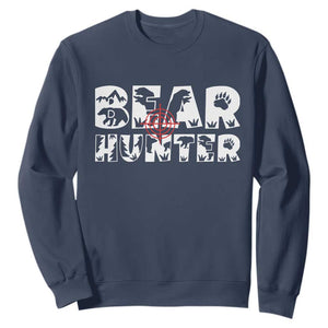 Bear Hunter Sweatshirt Outdoor Adventure Gift TS12 Navy Print Your Wear