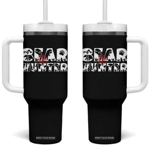 Bear Hunter Tumbler With Handle Outdoor Adventure Gift TS12 One Size: 40 oz Black Print Your Wear