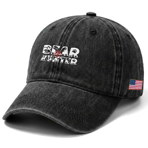 Bear Hunter Washed Cotton Baseball Cap Outdoor Adventure Gift TS12 Print Your Wear