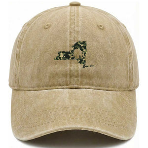 New York Bear Hunter Washed Cotton Baseball Cap Camo Map Hunting Season Gift TS12 Washed Cap Universal Fit Khaki Print Your Wear