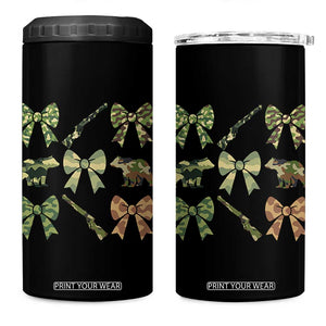 Women Bear Hunting Season 4 in 1 Can Cooler Tumbler Camo Bow Coquette Gift TS12 One Size: 16 oz Black Print Your Wear