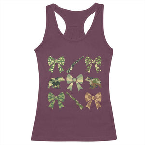 Women Bear Hunting Season Racerback Tank Top Camo Bow Coquette Gift TS12 Maroon Print Your Wear