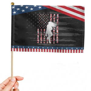 Patriotic Women Bow Hunter Patriotic Handheld Flag American Flag Pink Camo Gift TS12 Distressed 8.2" × 5.5" Black Blue Print Your Wear