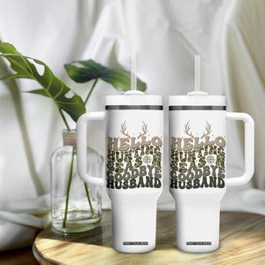 Hello Hunting Season Goodbye Husband Tumbler With Handle Funny Hunter Wife Gift TS12 Print Your Wear