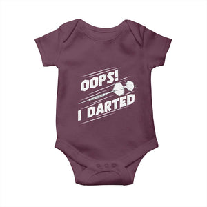 Funny Dart Thrower Baby Onesie Oops I Darted Gift For Dartist TS12 Maroon Print Your Wear