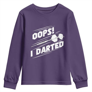 Funny Dart Thrower Youth Sweatshirt Oops I Darted Gift For Dartist TS12 Purple Print Your Wear