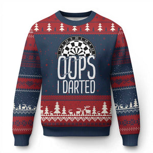 Sarcastic Dartist Gift Ugly Christmas Sweater Funny Oops I Darted Darts Lover TS12 Navy Red Print Your Wear