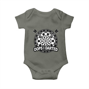 Funny Oops I Darted Baby Onesie Sarcastic Dartist Darts Lover Gift TS12 Military Green Print Your Wear