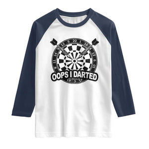 Funny Oops I Darted Raglan Shirt Sarcastic Dartist Darts Lover Gift TS12 White Navy Print Your Wear