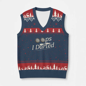 Oops I Darted V-Neck Knit Sweater Vest Funny Pub Darts Lover TS12 Navy Red Print Your Wear