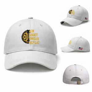 Funny Darts Retro Vintage Baseball Cap Aim Shoot Swear Repeat Dartist Gift TS12 Baseball Cap Universal Fit White Print Your Wear