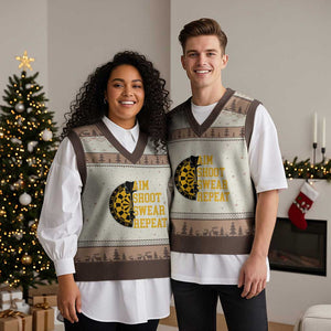 Funny Darts Retro Vintage V-Neck Knit Sweater Vest Aim Shoot Swear Repeat Dartist Gift TS12 Mocha Mousse Print Your Wear