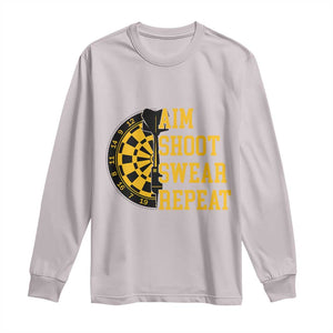 Funny Darts Retro Vintage Long Sleeve Shirt Aim Shoot Swear Repeat Dartist Gift TS12 Ice Gray Print Your Wear