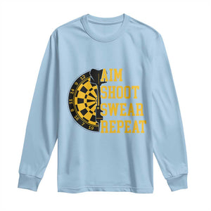 Funny Darts Retro Vintage Long Sleeve Shirt Aim Shoot Swear Repeat Dartist Gift TS12 Light Blue Print Your Wear