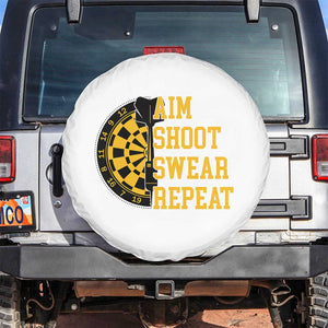 Funny Darts Retro Vintage Spare Tire Cover Aim Shoot Swear Repeat Dartist Gift TS12 No hole White Print Your Wear