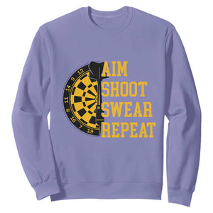 Funny Darts Retro Vintage Sweatshirt Aim Shoot Swear Repeat Dartist Gift TS12 Violet Print Your Wear