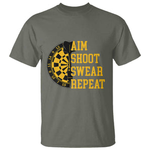 Funny Darts Retro Vintage T Shirt Aim Shoot Swear Repeat Dartist Gift TS12 Military Green Print Your Wear