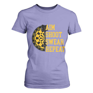 Funny Darts Retro Vintage T Shirt For Women Aim Shoot Swear Repeat Dartist Gift TS12 Violet Print Your Wear