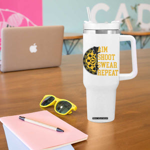 Funny Darts Retro Vintage Tumbler With Handle Aim Shoot Swear Repeat Dartist Gift TS12 Print Your Wear