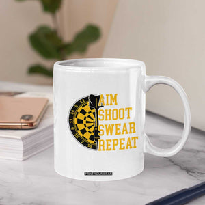 Funny Darts Retro Vintage Coffee Mug Aim Shoot Swear Repeat Dartist Gift TS12 Print Your Wear