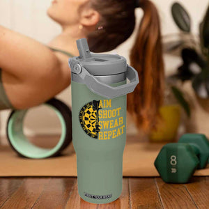 Funny Darts Retro Vintage Flip Straw Tumbler Aim Shoot Swear Repeat Dartist Gift TS12 One Size: 30 oz Moss Green Print Your Wear