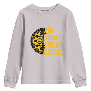 Funny Darts Retro Vintage Youth Sweatshirt Aim Shoot Swear Repeat Dartist Gift TS12 Ice Gray Print Your Wear