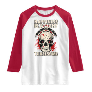 Happiness Is a Tight Threesome Raglan Shirt Gothic Dart Player Gift TS12 White Red Print Your Wear