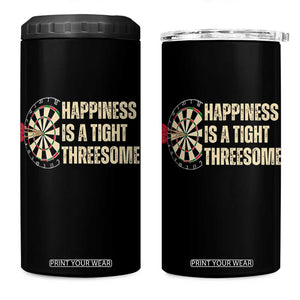 Funny Darts Happiness Is A Tight Threesome 4 in 1 Can Cooler Tumbler Vintage Dartist Gift TS12 One Size: 16 oz Black Print Your Wear
