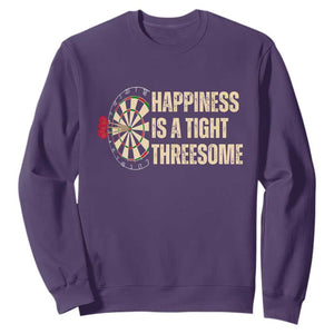 Funny Darts Happiness Is A Tight Threesome Sweatshirt Vintage Dartist Gift TS12 Purple Print Your Wear