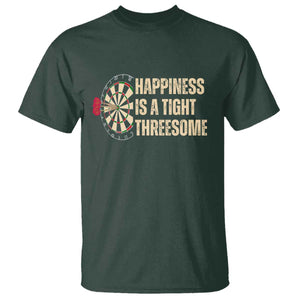 Funny Darts Happiness Is A Tight Threesome T Shirt Vintage Dartist Gift TS12 Dark Forest Green Print Your Wear