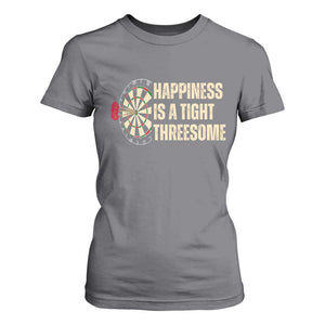 Funny Darts Happiness Is A Tight Threesome T Shirt For Women Vintage Dartist Gift TS12 Charcoal Print Your Wear