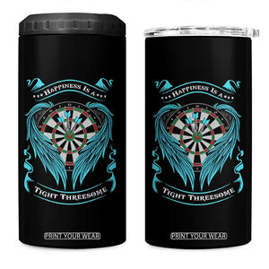 Dart Player Sport 4 in 1 Can Cooler Tumbler Darts Happiness Is A Tight Threesome TS12 One Size: 16 oz Black Print Your Wear