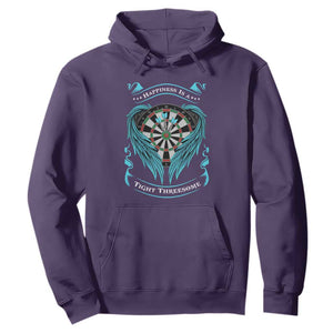 Dart Player Sport Hoodie Darts Happiness Is A Tight Threesome TS12 Purple Print Your Wear
