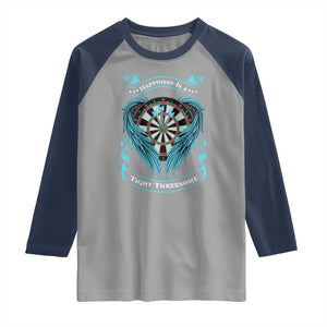 Dart Player Sport Raglan Shirt Darts Happiness Is A Tight Threesome TS12 Sport Gray Navy Print Your Wear