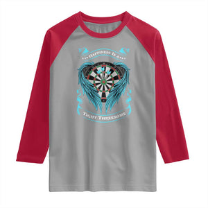 Dart Player Sport Raglan Shirt Darts Happiness Is A Tight Threesome TS12 Sport Gray Red Print Your Wear