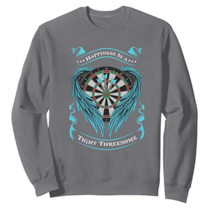 Dart Player Sport Sweatshirt Darts Happiness Is A Tight Threesome TS12 Charcoal Print Your Wear
