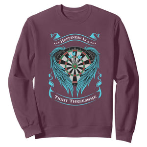 Dart Player Sport Sweatshirt Darts Happiness Is A Tight Threesome TS12 Maroon Print Your Wear