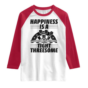 Dirty Joke Darts Gift Raglan Shirt Darts Happiness Is A Tight Threesome TS12 White Red Print Your Wear